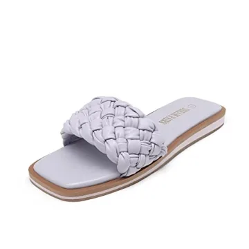 Dream Pairs Women's Square Open Toe Slide Sandals for Summer