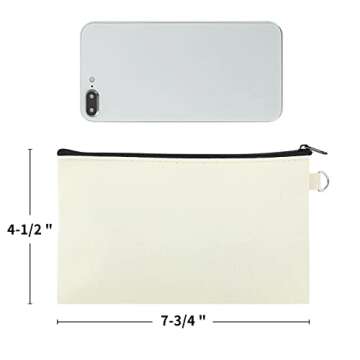 Aspire 6-Pack Canvas Makeup Bags, Blank Cotton Zipper Bags for DIY Craft, 7-3/4 x 4-1/2 Inch (Black ...