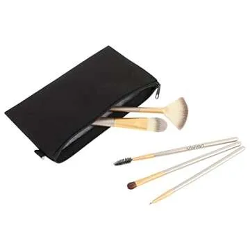 Aspire 6-Pack Canvas Makeup Bags, Blank Cotton Zipper Bags for DIY Craft, 7-3/4 x 4-1/2 Inch (Black & Natural)