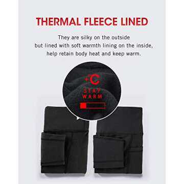 CHRLEISURE Fleece Lined Leggings Women with Pockets - Winter Warm Thermal Thick Tights High Waisted Yoga Pants(Black, M)