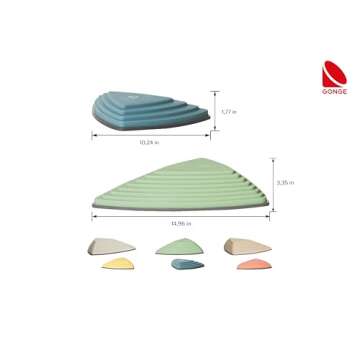 GONGE River Stones - The Original Kids Play Stepping Stones for Balance and Coordination, Non-Slip Bottom, Stackable, for Indoor and Outdoor, Set of 6 - Nordic