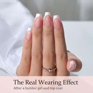 BTArtboxnails French Gel Nail Tips - French Tip Press on Nails Pink Short Coffin XCOATTIPS, No Need to File Fake Nails for Nail Art DIY Valentines Day Gift