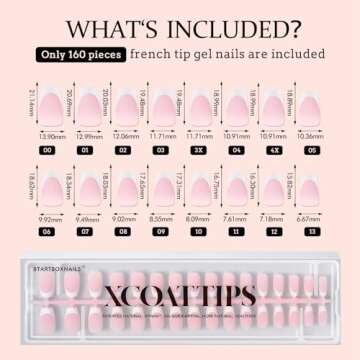 BTArtboxnails French Gel Nail Tips - French Tip Press on Nails Pink Short Coffin XCOATTIPS, No Need to File Fake Nails for Nail Art DIY Valentines Day Gift