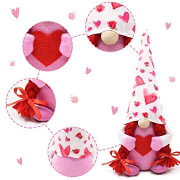 Valentine Gnomes Decor, Valentine's Day Gift, Christmas Swedish Tomte Gnomes Plush, Valentines Tiered Tray Decorations, Handmade Valentine Scandinavian Folklore Home Decor Ornaments, Set of 2