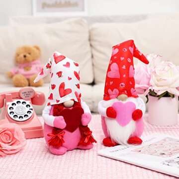 Valentine Gnomes Decor, Valentine's Day Gift, Christmas Swedish Tomte Gnomes Plush, Valentines Tiered Tray Decorations, Handmade Valentine Scandinavian Folklore Home Decor Ornaments, Set of 2