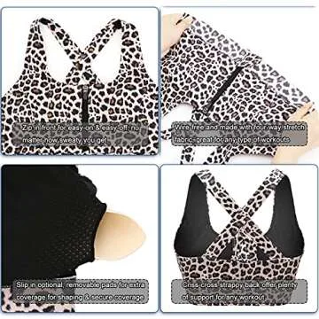 Cordaw Zipper Sports Bra for High Impact Workout Support