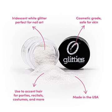 GLITTIES - Diamond Dust - Nail Art Iridescent Fine (.008") Glitter Powder - for Gel Nail Polish, Gel and Acrylic Nail Powder - (10 Gram Jar)