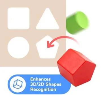Bimi Boo Wooden Shape Sorter Toy for Babies - Premium Shape Sorter with Noise-Reducing Silicone Pad - Classic Montessori Toy for Toddlers (8 Various Blocks, 1 Box, 1 Silicone Pad)
