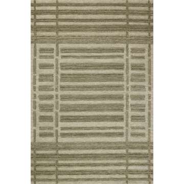 Loloi Chris Loves Julia Bradley Collection, Sage & Olive, 7'-9" x 9'-9" Area Rug – Classic Striped Area Rugs for Living Room, Bedroom, Entryway & Hallway, High Traffic Area Home Decor Rug