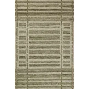 Loloi Chris Loves Julia Bradley Collection, Sage & Olive, 7'-9" x 9'-9" Area Rug – Classic Striped Area Rugs for Living Room, Bedroom, Entryway & Hallway, High Traffic Area Home Decor Rug