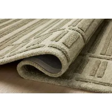 Loloi Chris Loves Julia Bradley Collection, Sage & Olive, 7'-9" x 9'-9" Area Rug – Classic Striped Area Rugs for Living Room, Bedroom, Entryway & Hallway, High Traffic Area Home Decor Rug