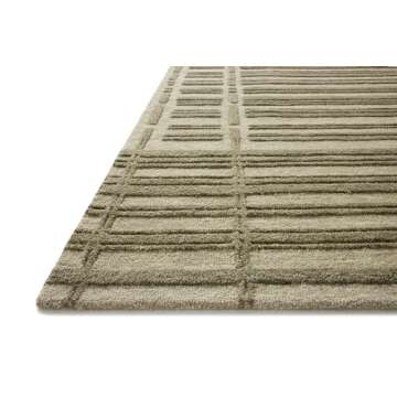 Loloi Chris Loves Julia Bradley Collection, Sage & Olive, 7'-9" x 9'-9" Area Rug – Classic Striped Area Rugs for Living Room, Bedroom, Entryway & Hallway, High Traffic Area Home Decor Rug