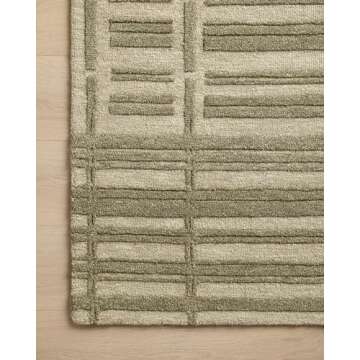 Loloi Chris Loves Julia Bradley Collection, Sage & Olive, 7'-9" x 9'-9" Area Rug – Classic Striped Area Rugs for Living Room, Bedroom, Entryway & Hallway, High Traffic Area Home Decor Rug