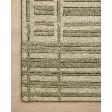 Loloi Chris Loves Julia Bradley Collection, Sage & Olive, 7'-9" x 9'-9" Area Rug – Classic Striped Area Rugs for Living Room, Bedroom, Entryway & Hallway, High Traffic Area Home Decor Rug
