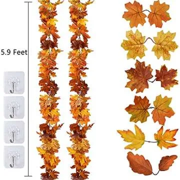DearHouse 2 Pack Fall Garland Artificial Autumn Decor