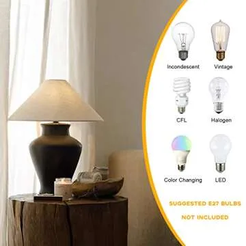 PURESILKS Modern LED Table lamp, Black Ceramic lamp Body and lamp Shades for Table, Lamps, 21.25" Including The Bedside lamp of The Bulb, Table lamp for Bedroom, Living Room, Study Room