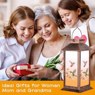 Solar Lantern Outdoor Waterproof Hummingbird Garden Decor for Women and Grandma