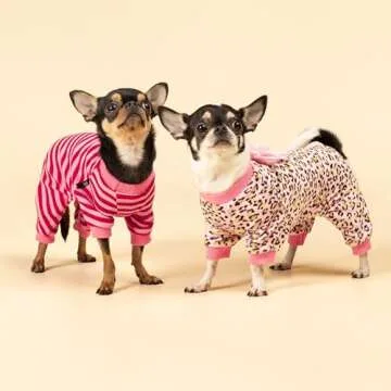 Fitwarm Leopard Dog Pajamas, Fleece Dog Clothes for Small Dogs Girl with Legs, Pet Onesie, Cat Outfi...