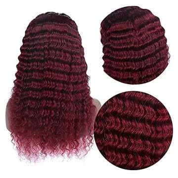 Larhali 99J Deep Wave 4X4 Lace Closure Wigs Human Hair Burgundy Red Lace Front Wig Pre Plucked Glueless Lace Wigs for Black Women Human Hair Brazilian Virgin Red Wig (20Inch, 99j deep wave wigs)