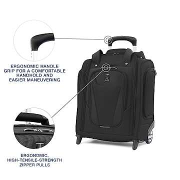 Travelpro Luggage Maxlite 5 Softside Lightweight Rolling Underseat Compact Carry on Upright 2 Wheel Bag, Men and Women, Black, 15-Inch