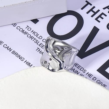 YADUDA Vintage Silver Chunky Statement Rings