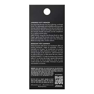 e.l.f. Luminous Putty Bronzer, Lightweight Putty-to-Powder Bronzer For A Radiant, Glowing Finish, Highly Pigmented, Vegan & Cruelty-Free, Get Glowing