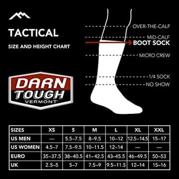 DARN TOUGH Tactical Midweight Boot Sock (Style #T4021) - Black, Large
