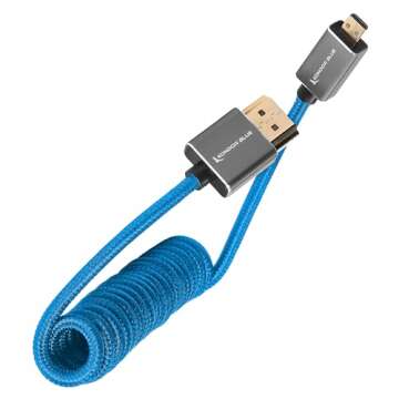 KONDOR BLUE | Micro HDMI to HDMI Cable 12-24" Braided Coiled | 4K 60Hz, 18Gbps, HDR, 3D Video & Nylo...