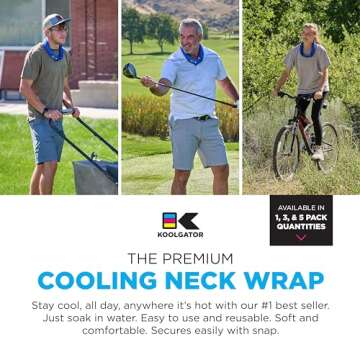 KOOLGATOR Evaporative Cooling Neck Wrap - Keep Cool in The Heat, Summer Cooling Accessories, Long La...