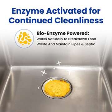 Garbage Disposal Cleaner and Deodorizer - 24-Count (1-Year Supply) Foaming Lemon Scented Kitchen Sink Freshener Pods & Drain Odor Eliminator Disposer Care by Bastion