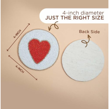 Folkulture Beaded Coasters Set of 4 for Valentine's Gifts