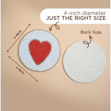 Folkulture Beaded Coasters Set of 4 for Valentine's Gifts