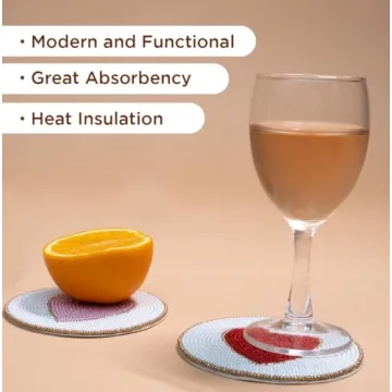 Folkulture Beaded Coasters Set of 4 for Valentine's Gifts