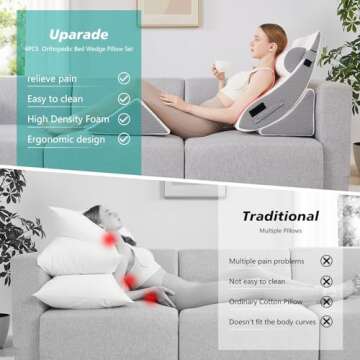 Longering 4PCS Orthopedic Wedge Pillow Set for Comfort