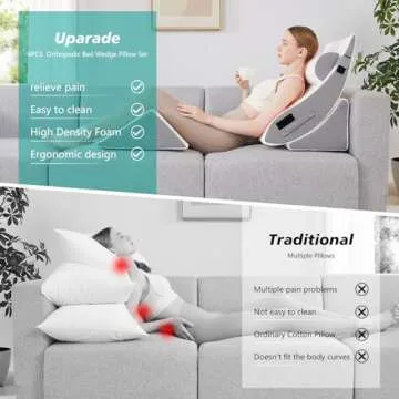 Longering 4PCS Orthopedic Wedge Pillow Set for Comfort