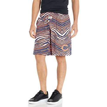 Zubaz Men's Standard Chicago Bears Shorts - Navy Blue and Orange Zebra Pattern