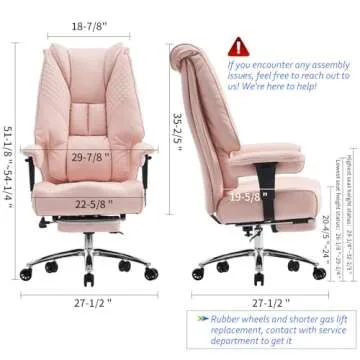EXCEBET Big and Tall Office Chair 400lbs Wide Seat, Leather High Back Executive Office Chair with Fo...