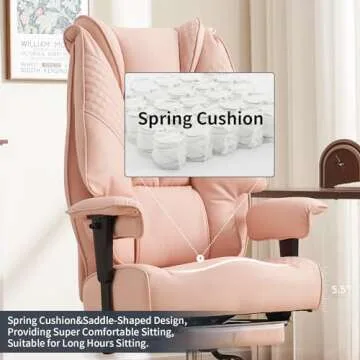 EXCEBET Big and Tall Office Chair 400lbs Wide Seat, Leather High Back Executive Office Chair with Foot Rest, Ergonomic Office Chair Lumbar Support for Lower Back Pain Relief (Light Pink)
