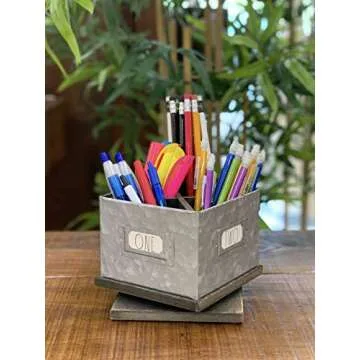 Rae Dunn Stylish Rotating Pencil Cup for Desk Organization