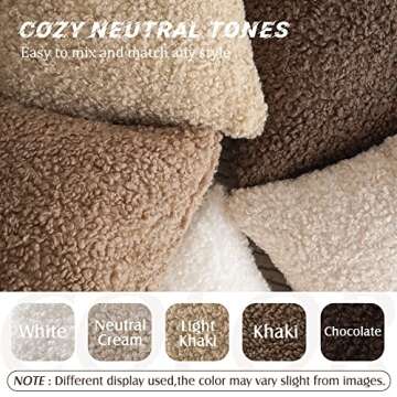 Foindtower 2 Pieces Faux Fur Throw Pillow Cover Decorative Sherpa Pillow Fuzzy Accent Pillowcases Soft Sheepskin Fleece Cushion Case for Bed Couch Living Room 18x18 Inch Neutral Cream
