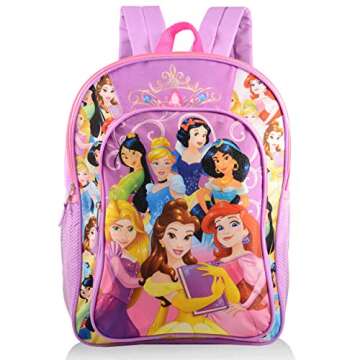 Disney Princess Backpack for Girls Kids Toddlers ~ Deluxe 16" Princess School Bag Bundle Featuing Ariel, Cinderella, Rapunzel, and More (Disney Princess School Supplies)