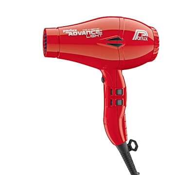 Parlux Advance Light Red Ionic & Ceramic Hair Dryer + Hot Blow Attachment – Lightweight & Fast-Dry...