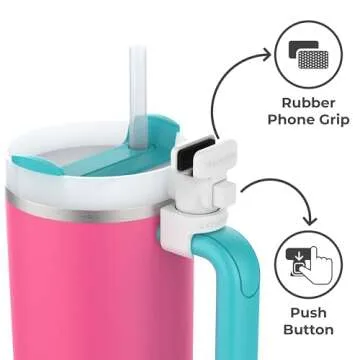 HydraClip Phone Attachment - Watch, Carry, Record, & Stay Organized, Use as Phone Stand or Tripod, Hands Free Detachable, Stanley Cup Accessories, Spring Loaded Secure Grip (White)