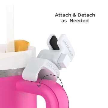 HydraClip Phone Attachment - Watch, Carry, Record, & Stay Organized, Use as Phone Stand or Tripod, Hands Free Detachable, Stanley Cup Accessories, Spring Loaded Secure Grip (White)