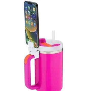 HydraClip Phone Attachment - Watch, Carry, Record, & Stay Organized, Use as Phone Stand or Tripod, Hands Free Detachable, Stanley Cup Accessories, Spring Loaded Secure Grip (White)