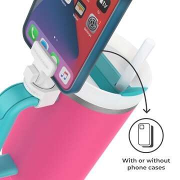 HydraClip Phone Attachment - Watch, Carry, Record, & Stay Organized, Use as Phone Stand or Tripod, Hands Free Detachable, Stanley Cup Accessories, Spring Loaded Secure Grip (White)
