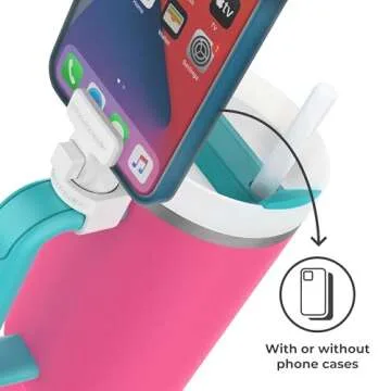HydraClip Phone Attachment - Watch, Carry, Record, & Stay Organized, Use as Phone Stand or Tripod, Hands Free Detachable, Stanley Cup Accessories, Spring Loaded Secure Grip (White)