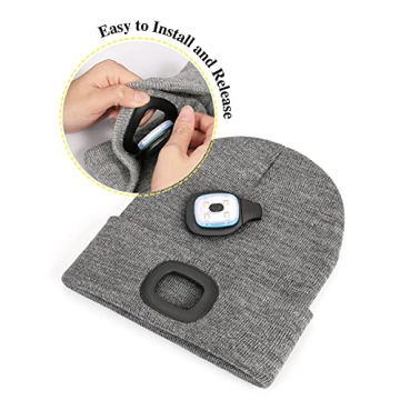 MELASA Unisex LED Beanie - Rechargeable Light Cap for Night Use