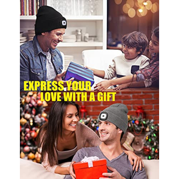 MELASA Unisex LED Beanie - Rechargeable Light Cap for Night Use
