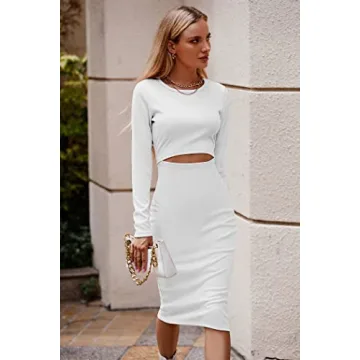 Stylish PRETTYGARDEN Women's Long Sleeve Midi Bodycon Dress